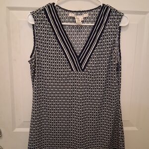 Max Studio Navy and White Patterned Blouse